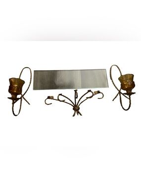Vtg Homco Home Interiors White Twisted Rope Metal & Clear Glass Wall Shelf 18”
